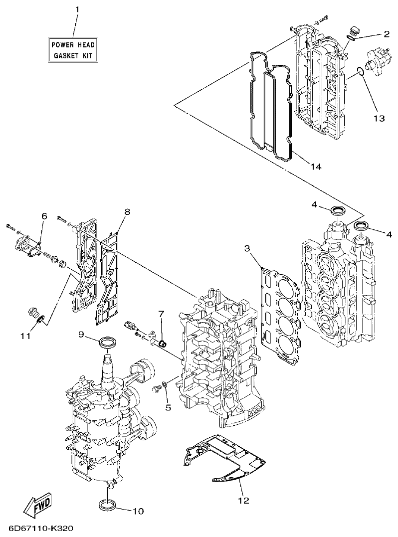 Yamaha F80BET, F100DET REPAIR KIT 1 parts diagram